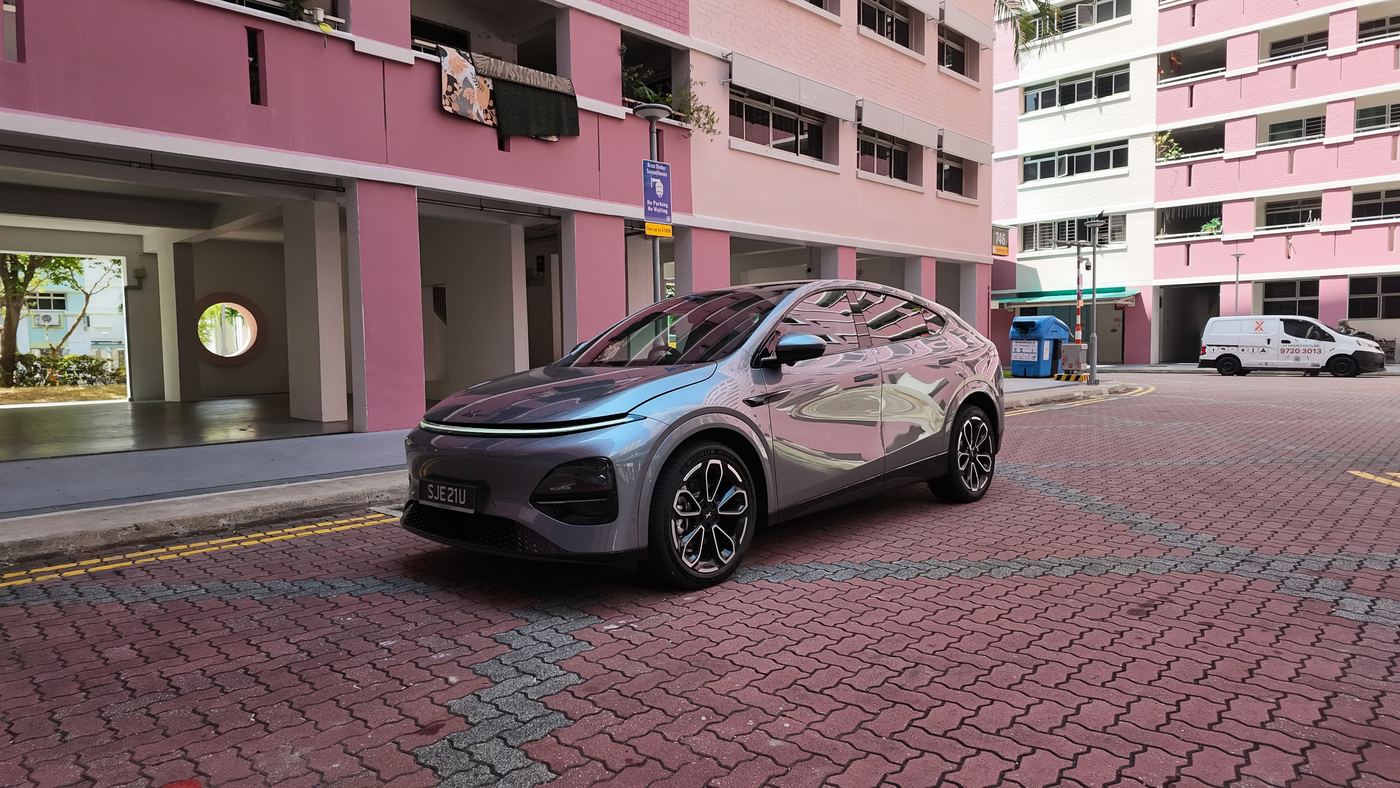 XPENG G6 Performance parked in a Singapore HDB estate